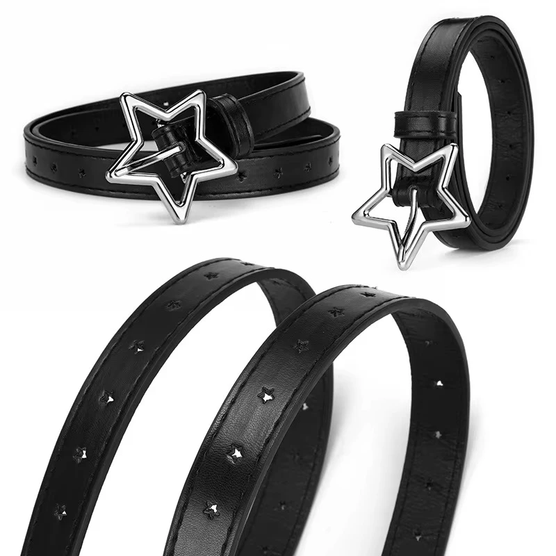 New Children's Belts 90cm Colorful Durable PU Five-pointed Star Metal Buckle Student Versatile Belts
