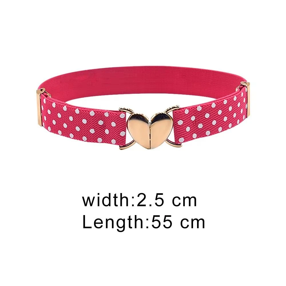 2022 Children Stretch Belts Girls Multicolor Adjustable Elastic Waist Belts with Heart Shape Buckle Waistband Accessories
