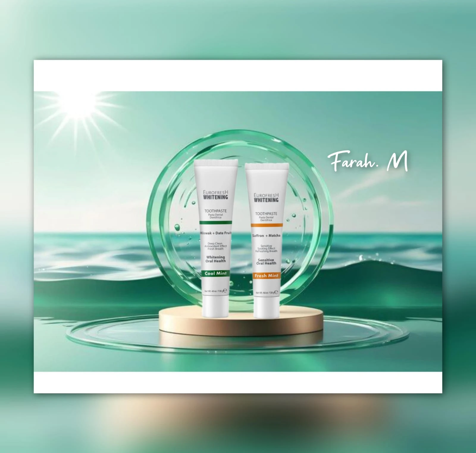 عبوات من معجون أسنان يوروفريش المبيض (Eurofresh Whitening Toothpaste). 🤍✨